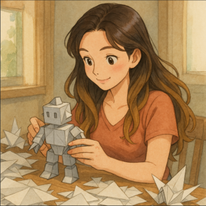 Woman building an AI Foundry Agent from Origami
