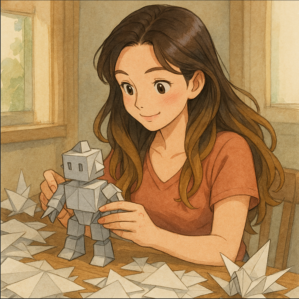 Woman building an AI Foundry Agent from Origami